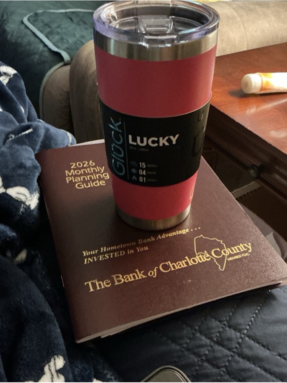 Lucky Brand Coral Pink Stainless Steel Travel Tumbler